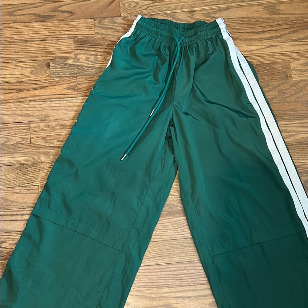 Green Edikted Wide Leg Track Pants